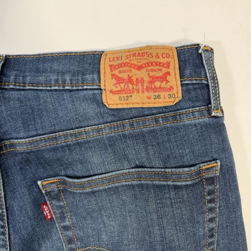 Levi's 512 Slim Taper Jeans Men's 36x30 Blue Stretch Denim Pants